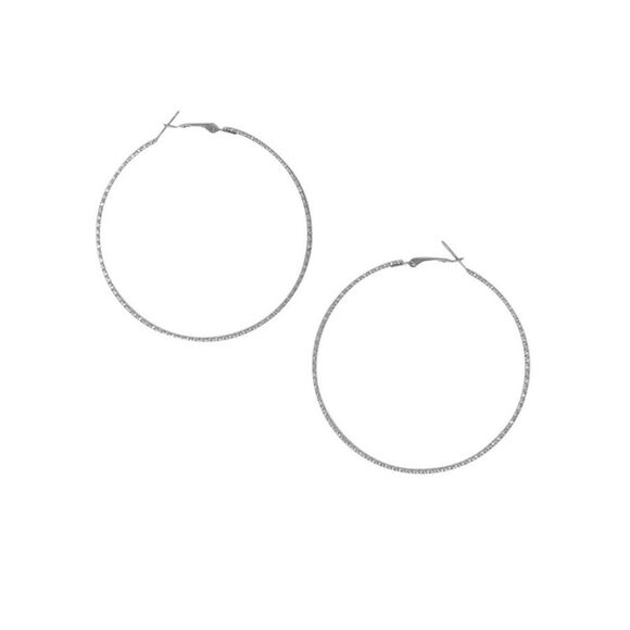Oversized Textured Metal Hoop Earrings - Picture 3 of 9